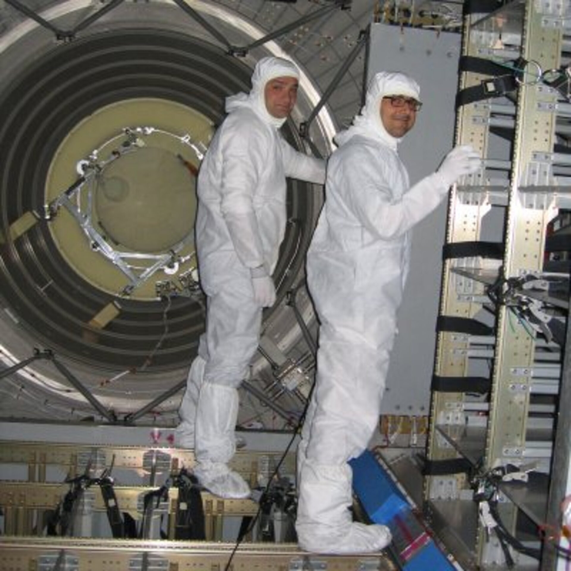 Technicians at work inside Jules Verne