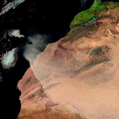 Stofstorm in de Sahel, gefotografeerd door Meteosat 8