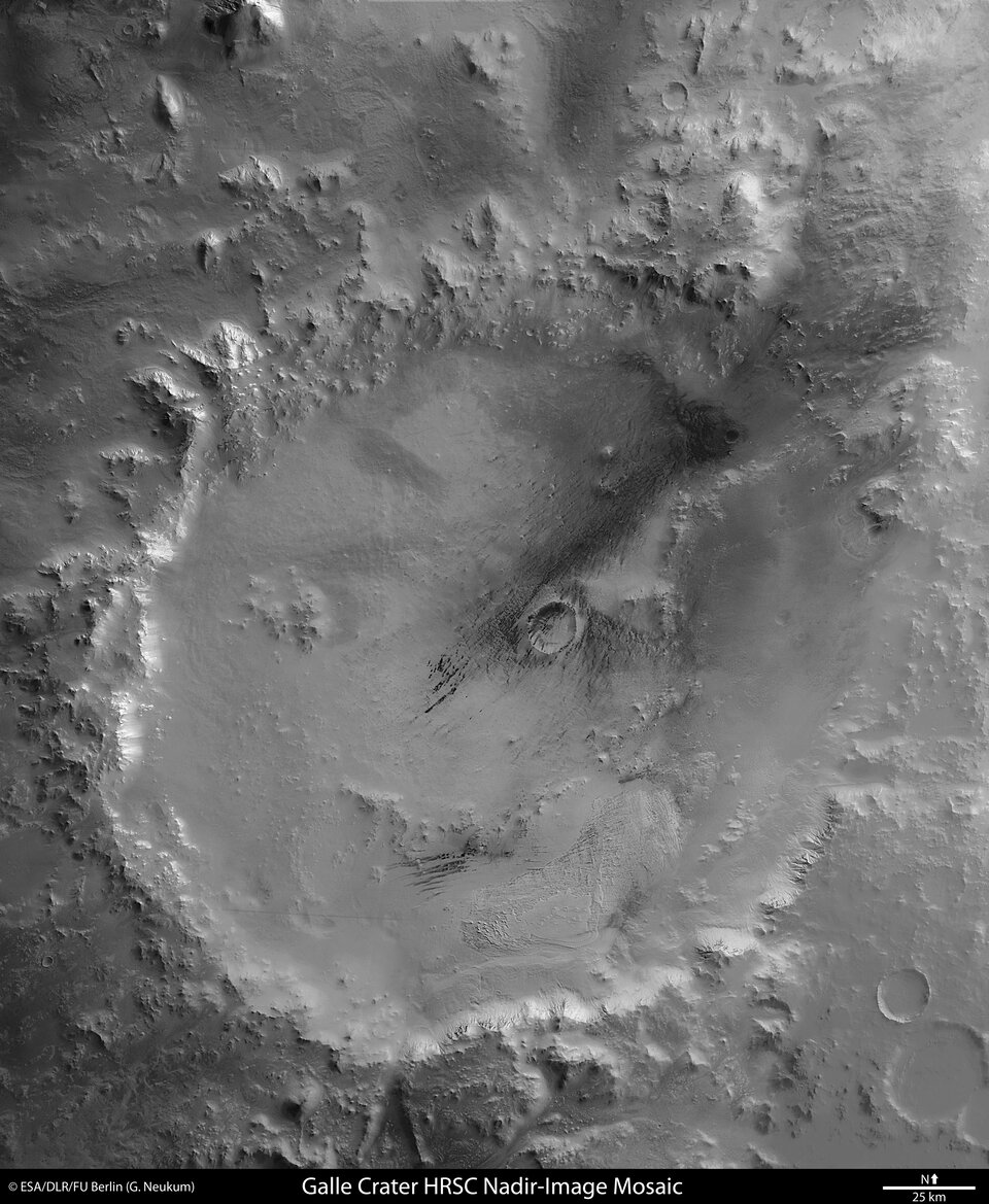 Black and white mosaic of Crater Galle