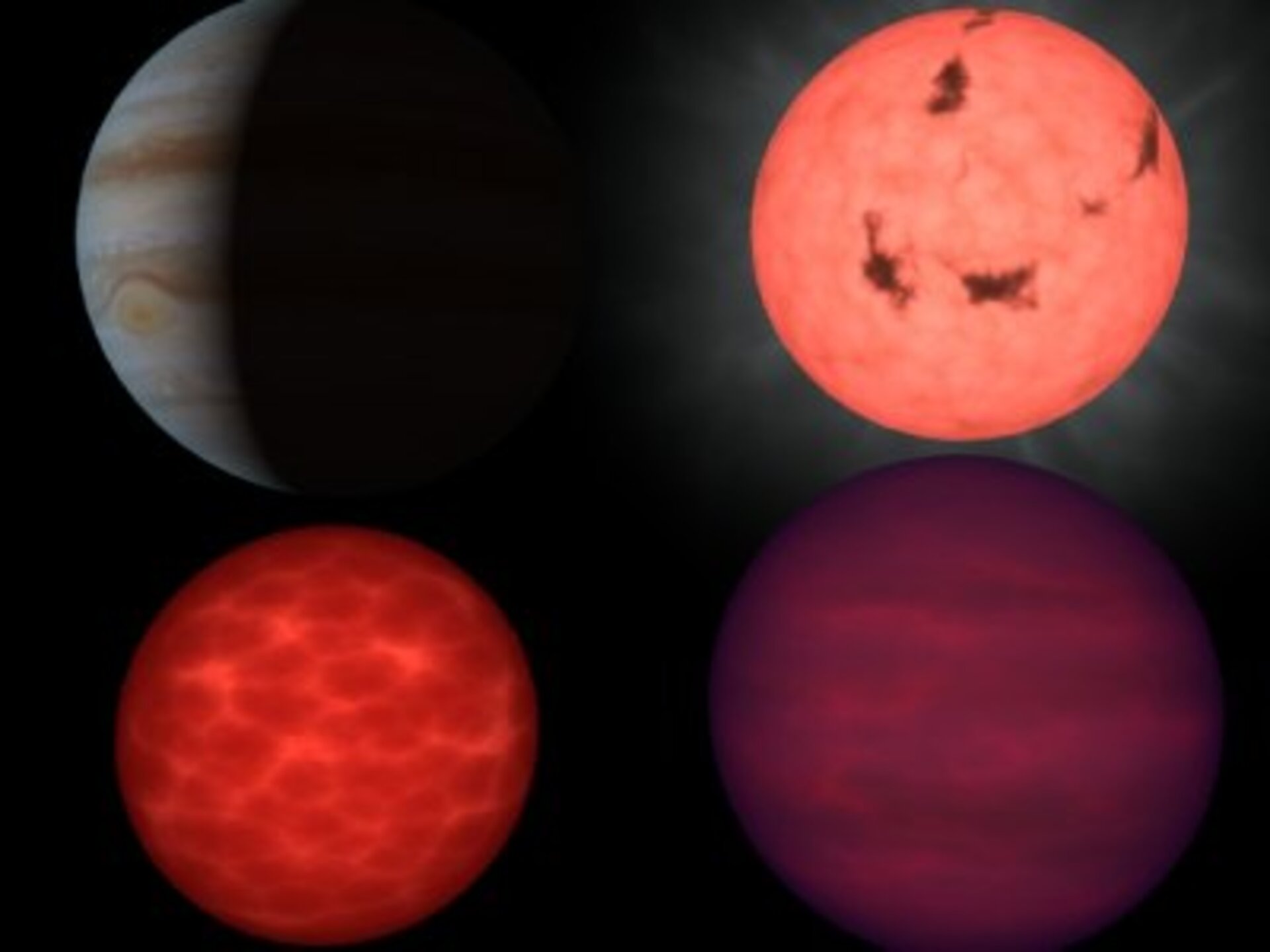 De här fyra objekten visar hur astronomerna tänker sig övergången från stjärnor till planeter
