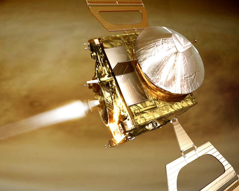 Artist's impression of Venus Express orbit insertion