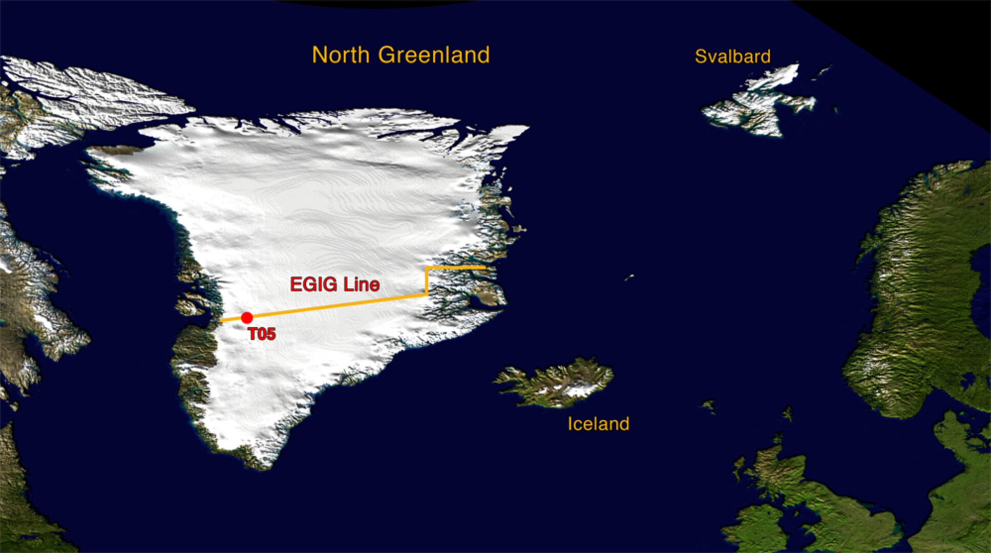 Greenland, showing EGIG line and site of T05