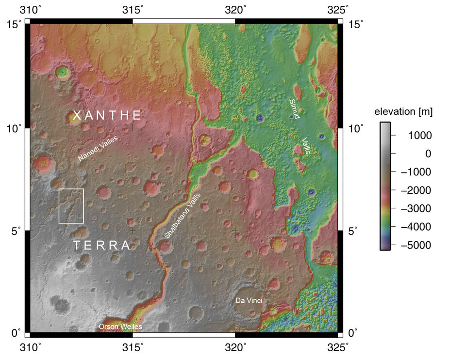 Map showing Nanedi Valles in context