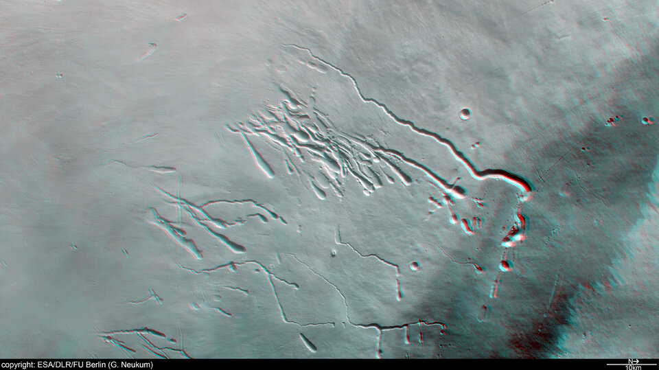 3D anaglyph of Pavonis Mons in Tharsis Montes