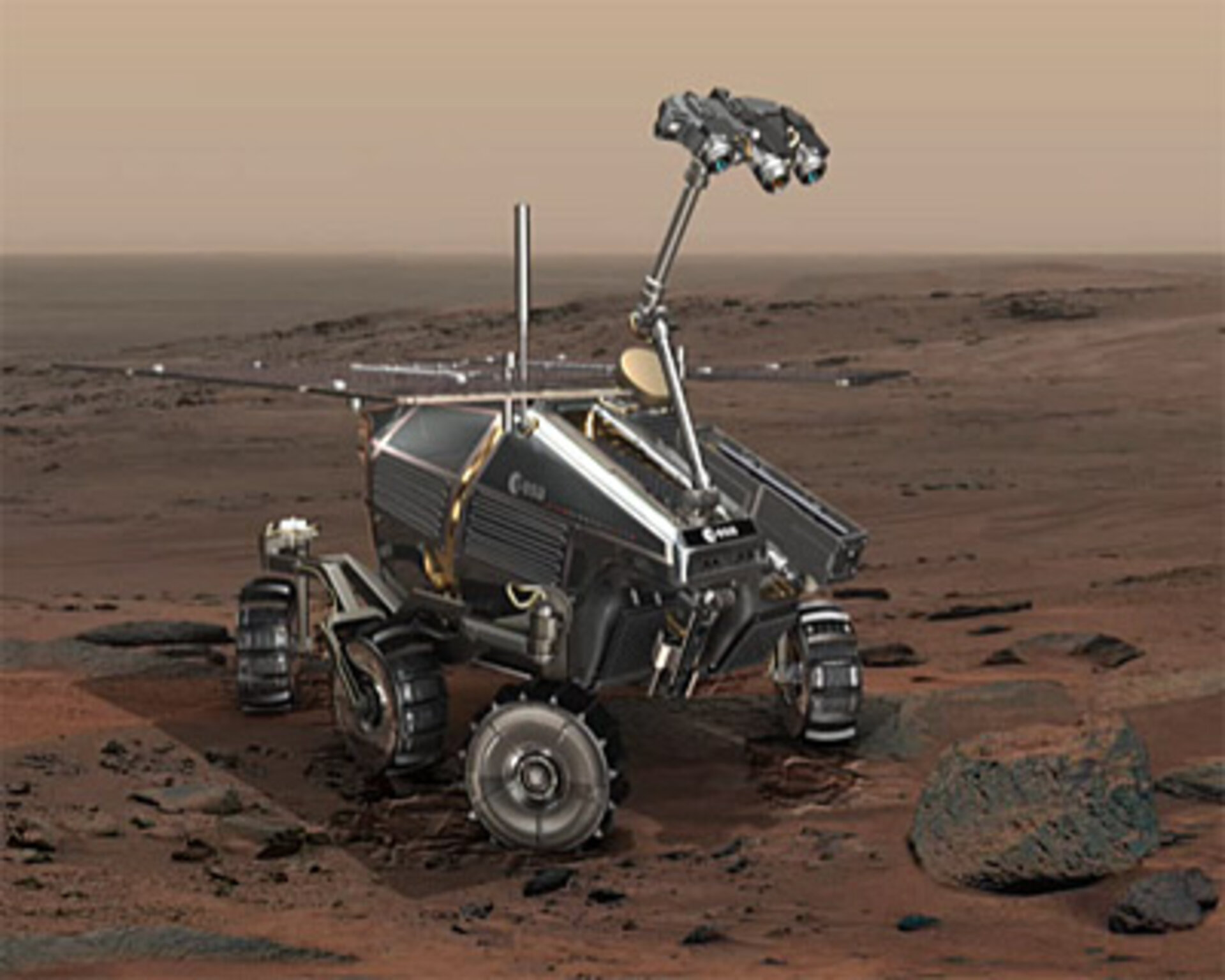 Artist's impression of ExoMars rover arrival at the Red Planet