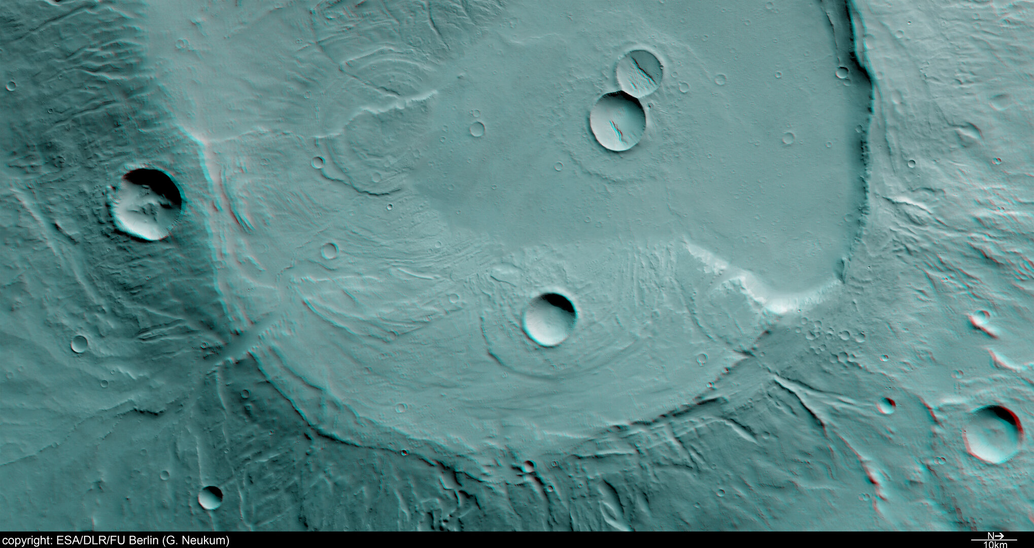 Apollinaris Patera caldera, 3D anaglyph