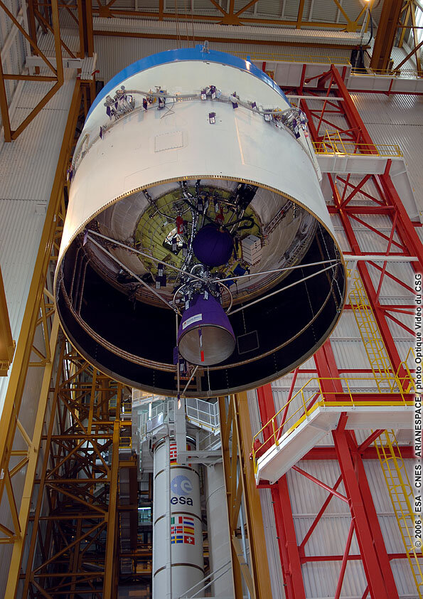 Ariane 5 upper stage showing fuel tank and engine