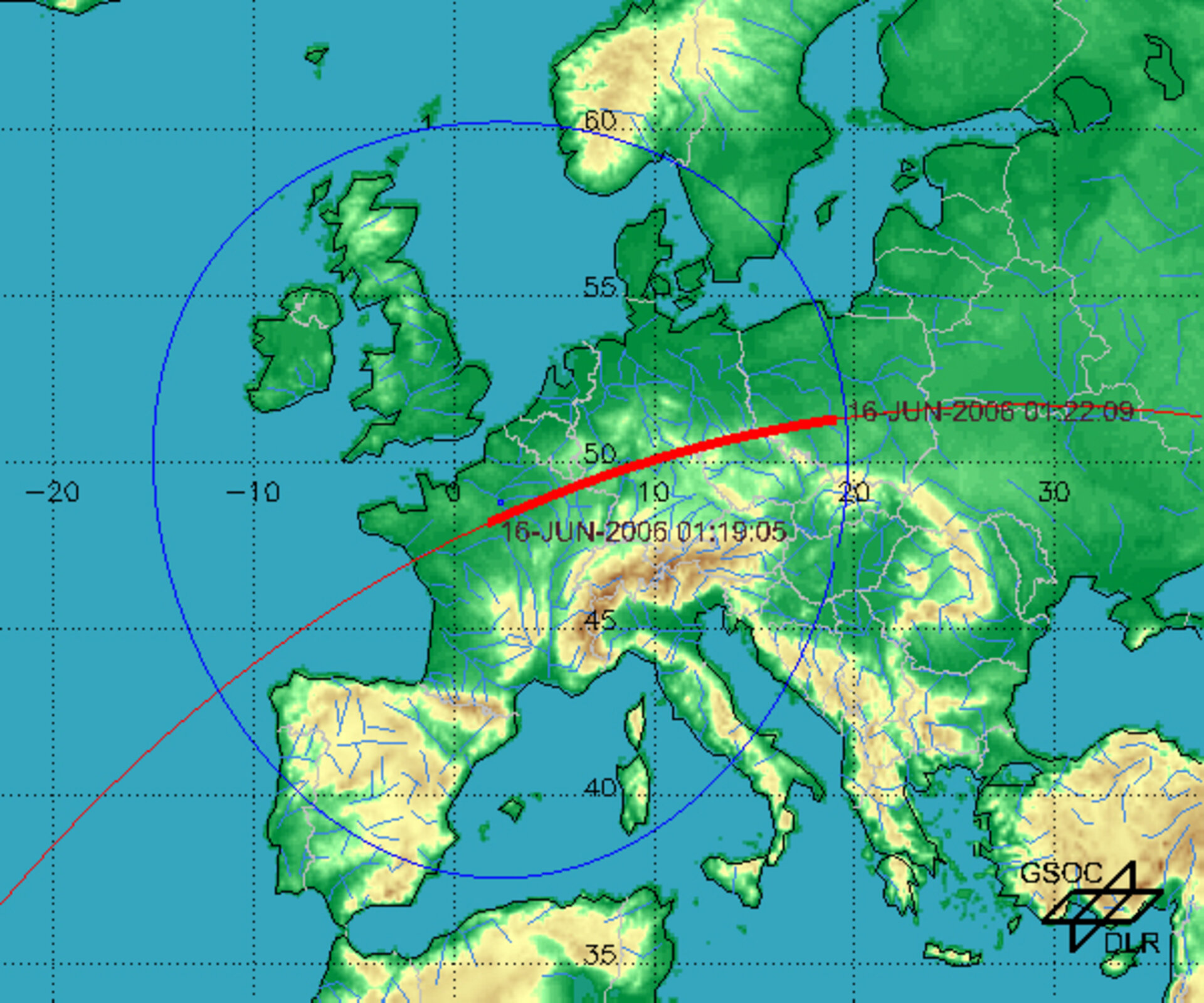 Het ISS vliegt 16 juni 2006 over Europa