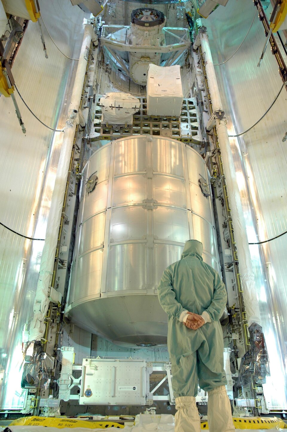 Multi-Purpose Logistics Module Leonardo inside Discovery's payload bay