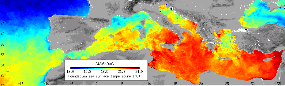 Sea surface temperature map