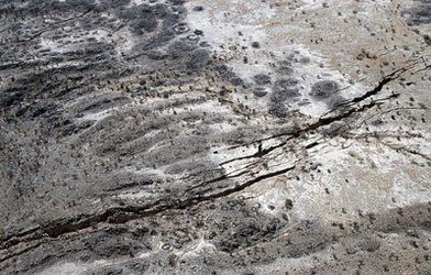 Aerial view of cracks formed in September 2005