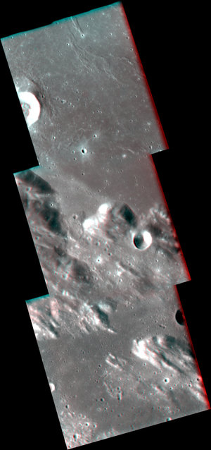 Anaglyph view of Sulpicius Gallus crater