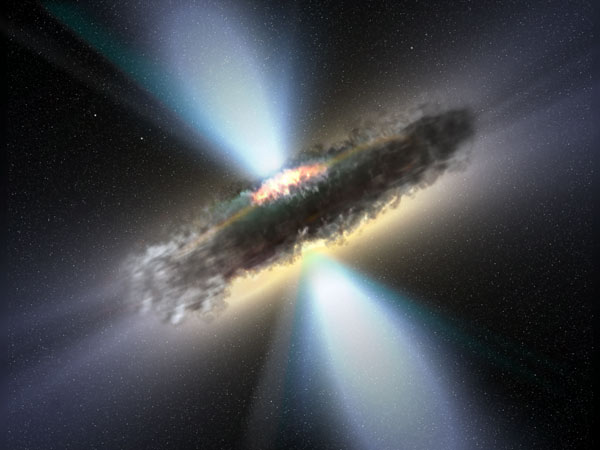 This artist's impression shows the thick dust torus that 