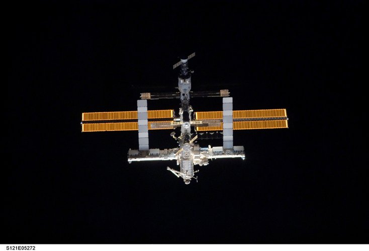 ISS seen from Space Shuttle Discovery during docking operations on 6 July 2006