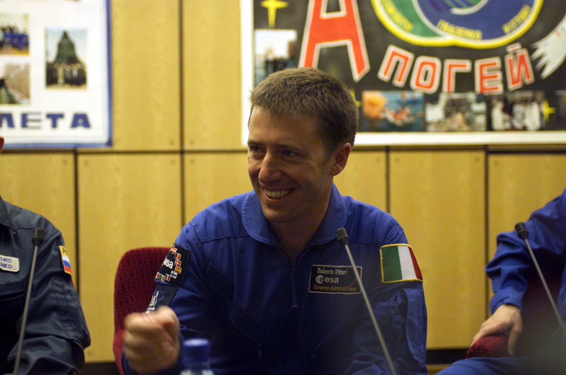 Roberto Vittori during the press conference for Marco Polo mission
