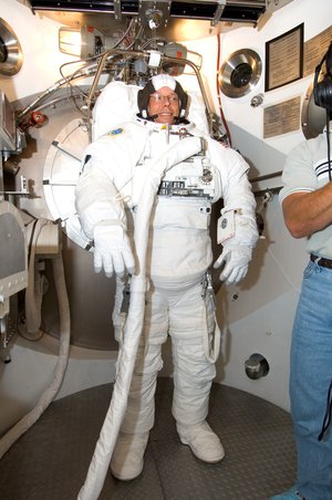 EVA spacesuit fit check for Fuglesang