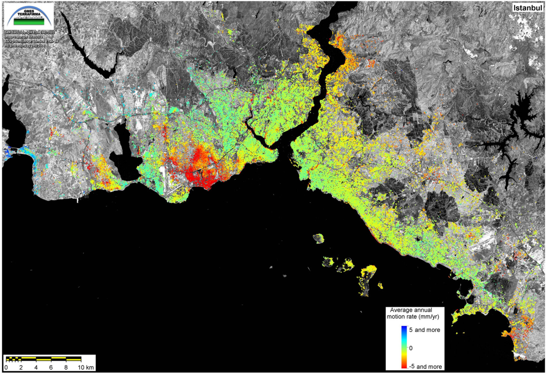 Subsidence map of Istanbul