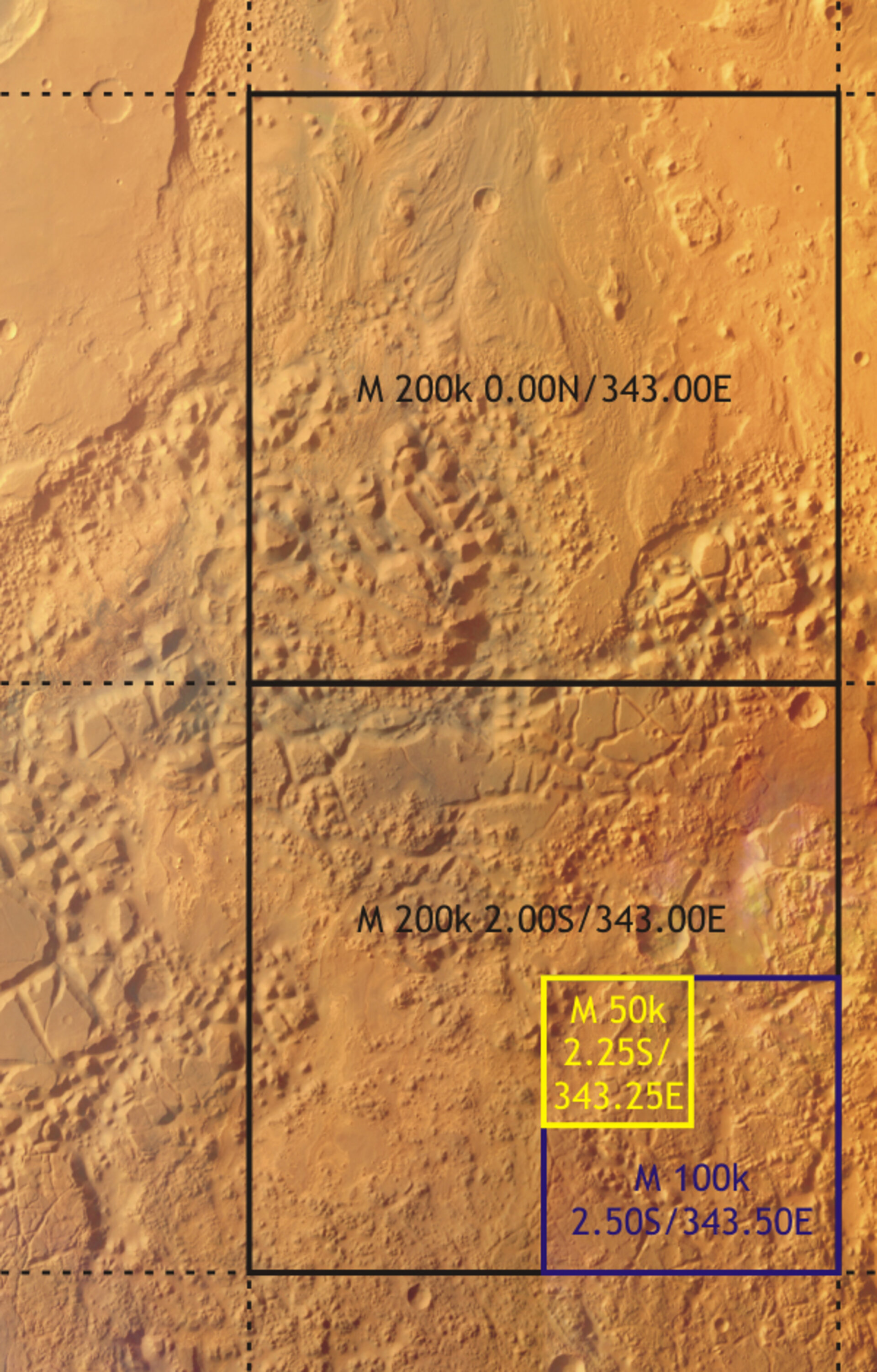 Possible scales of topographic maps of Mars