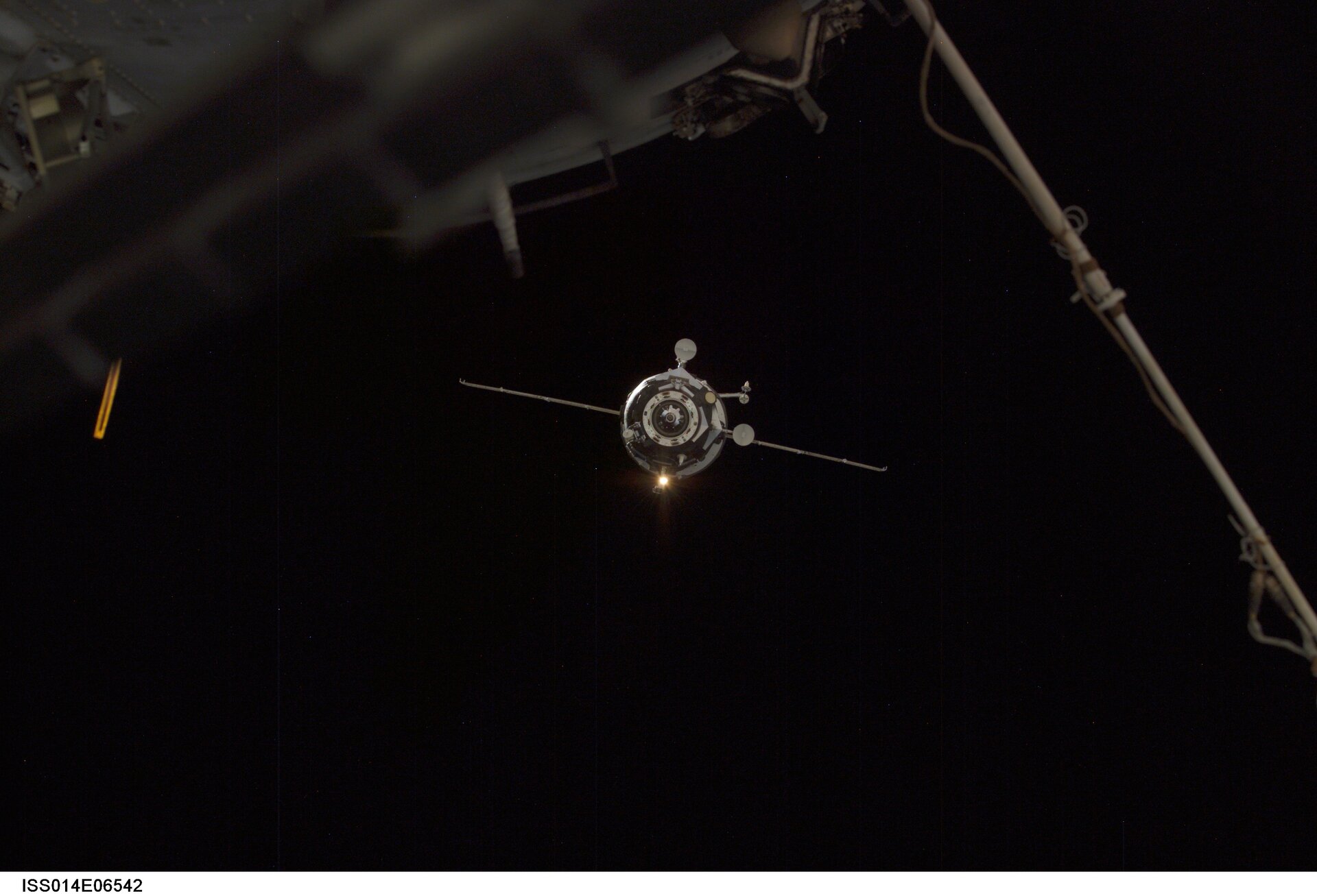 Unpiloted Progress supply vehicle approaching the ISS