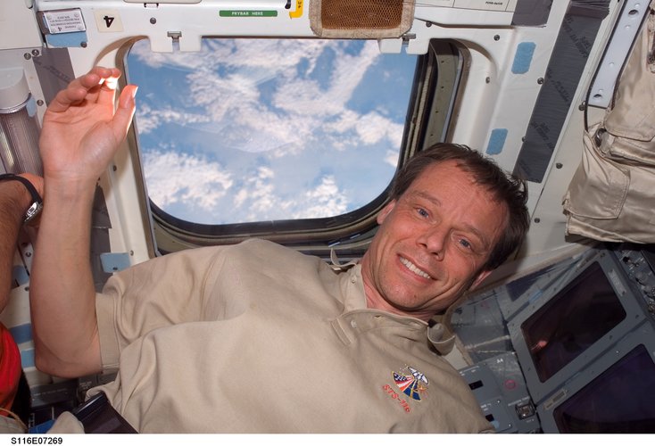 Christer Fuglesang on board Space Shuttle Discovery