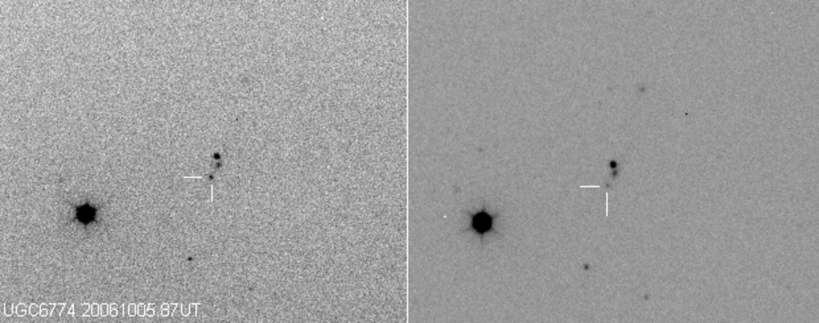 Det syns tydligt hur supernovan ökat i ljusstyrka på de knappa två veckor som gått mellan Gregors två fotografier