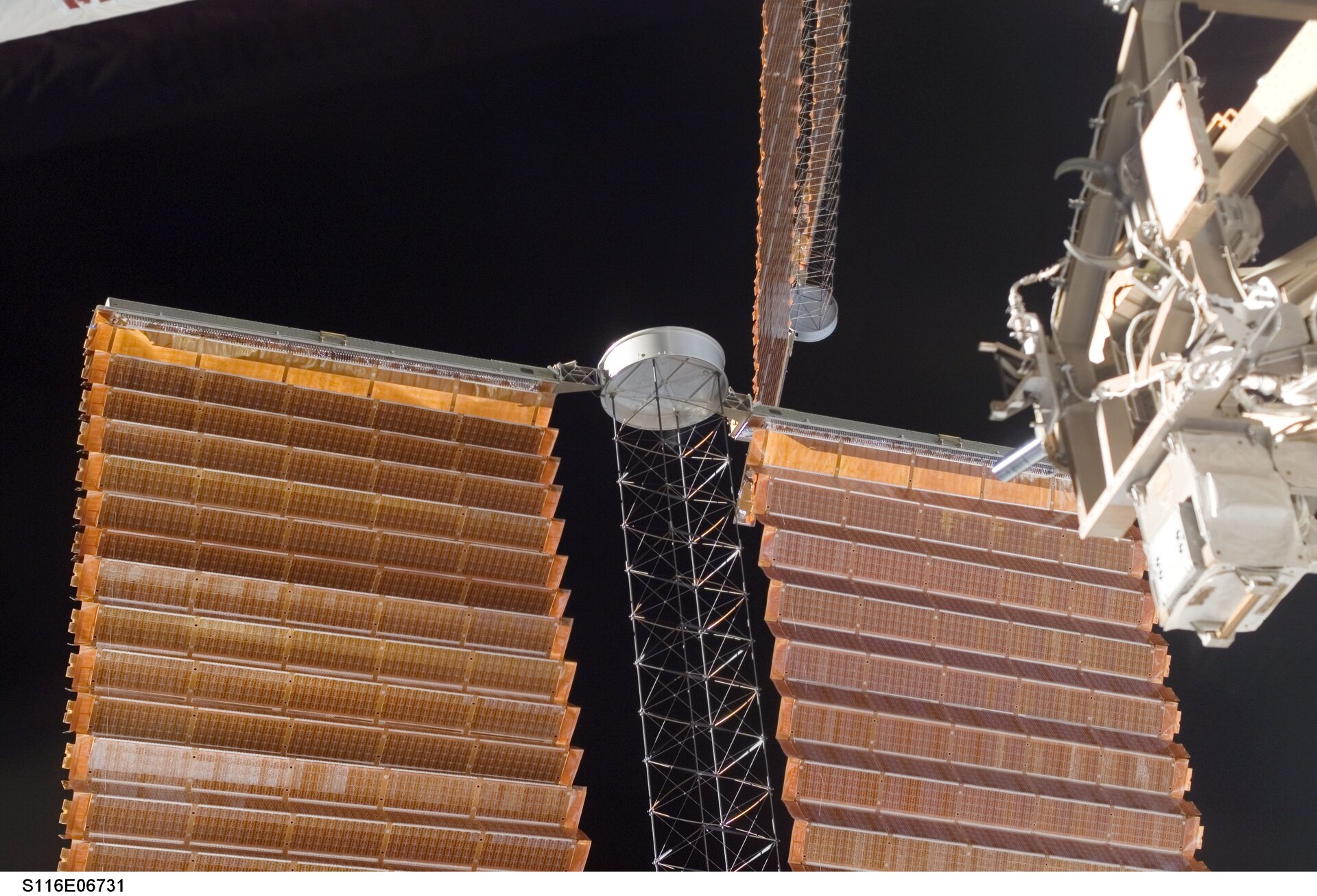 The P6 solar array is now 65 percent retracted