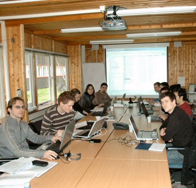 ESMO Students hold a splinter meeting while continuing to monitor the main meeting