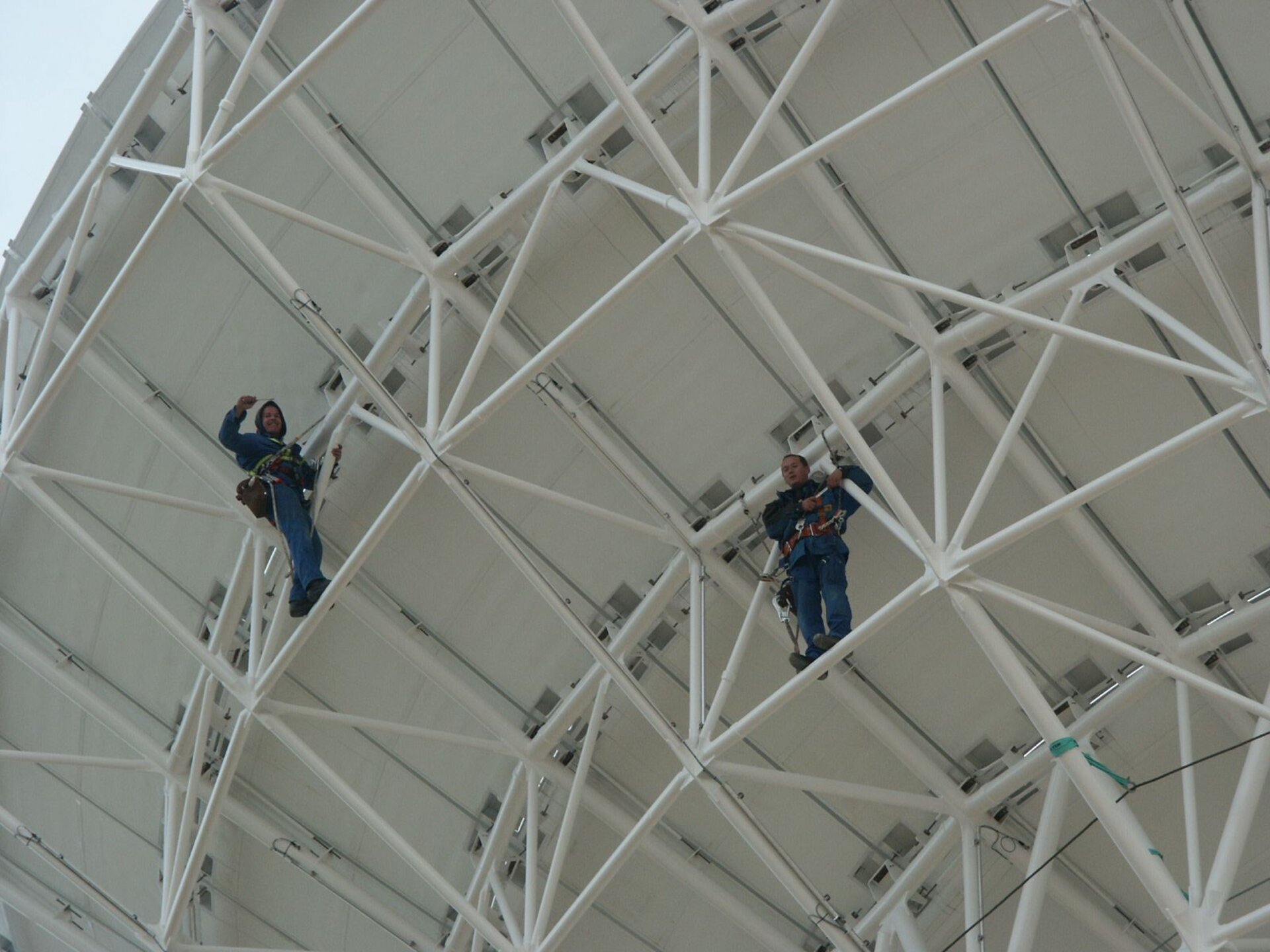 Cebreros 35m deep space antenna undergoing inspection