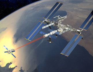 Artist's impression showing ATV docking with ISS