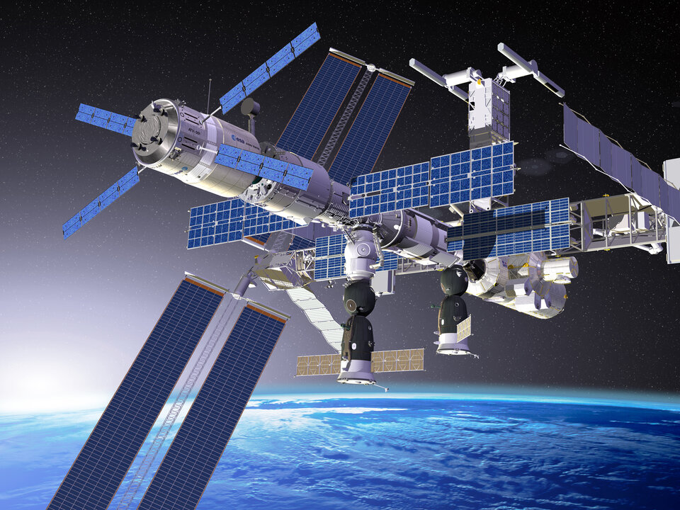Rappresentazione della fase finale dell'approccio dell'ATV alla ISS
