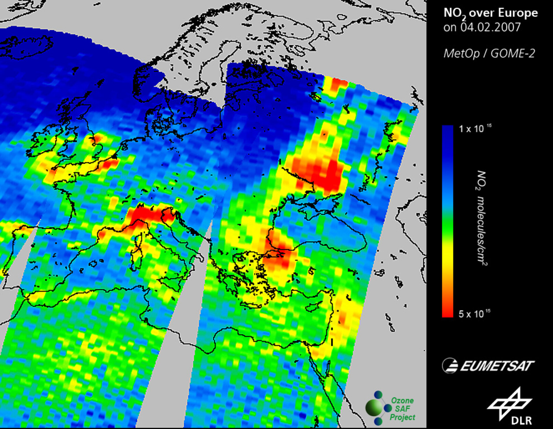 Total nitrogen oxide over Europe measured by GOME-2