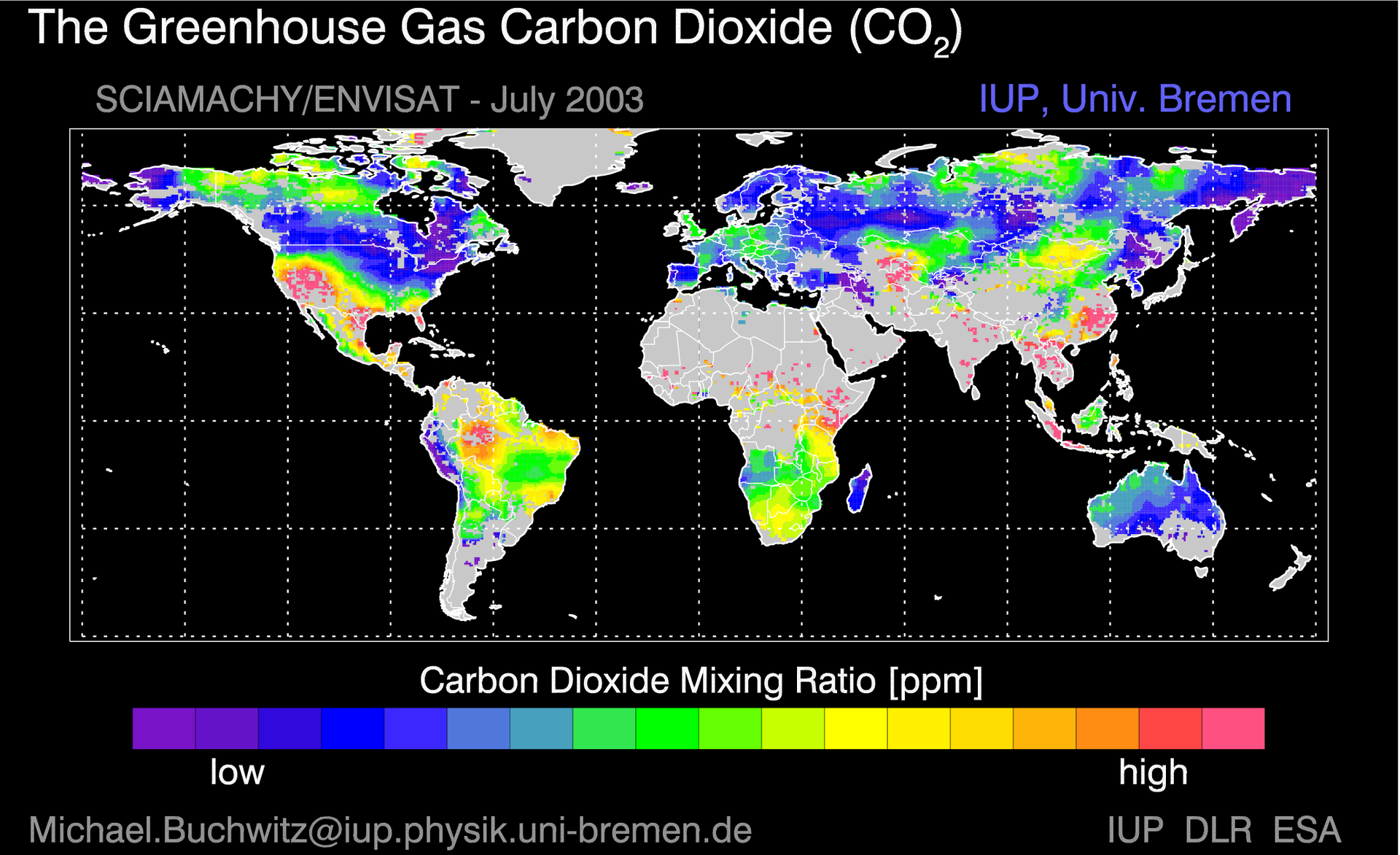 Carbon dioxide and oxygen mixing ratio
