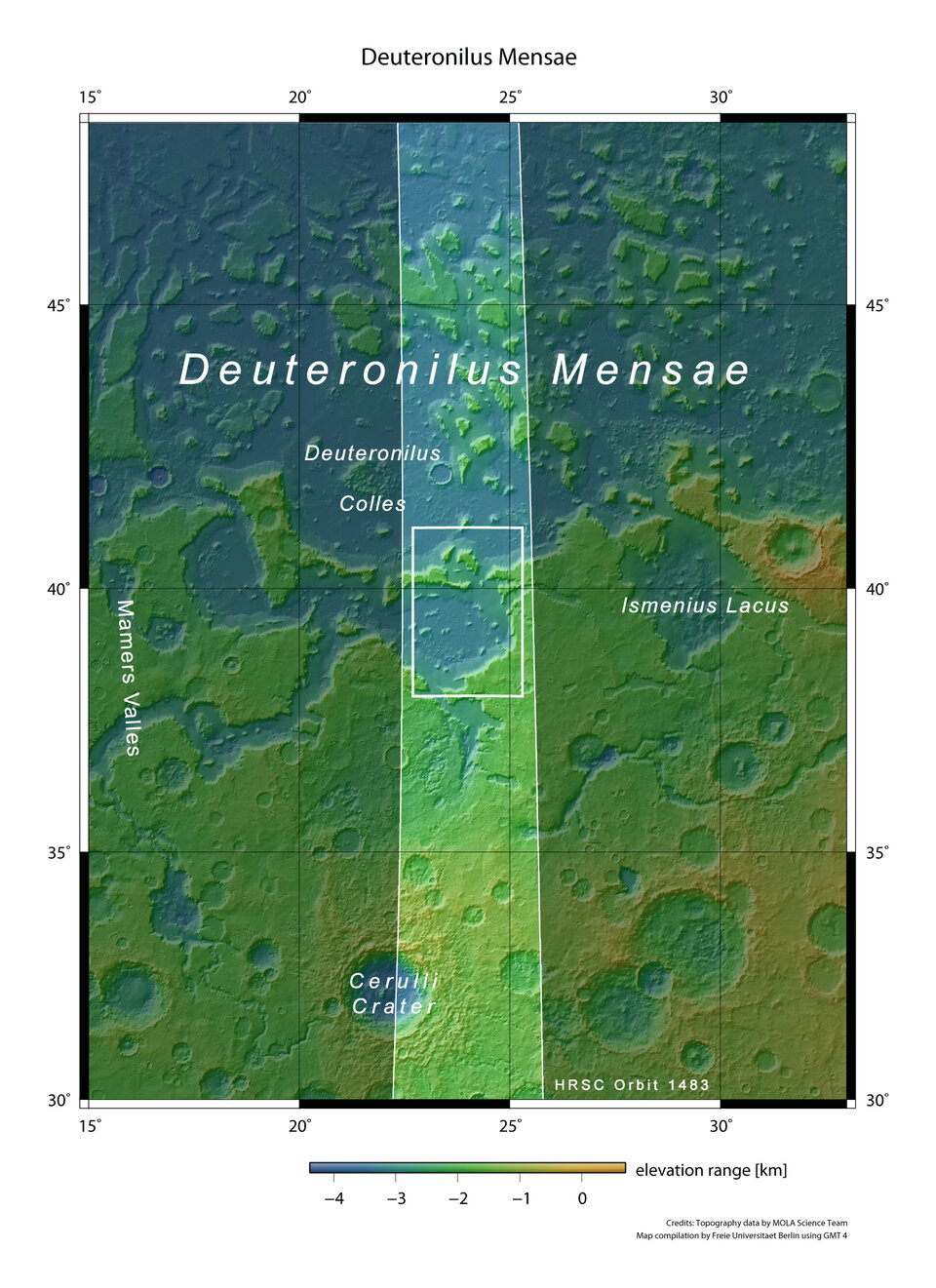 Deuteronilus Mensae in een bredere omgeving