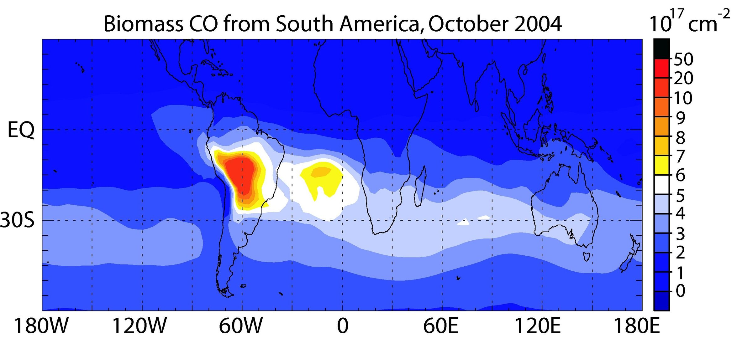 Envisat view of CO emissions from South America