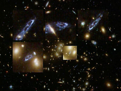 Galaxias distorsionadas por una lente gravitgacional