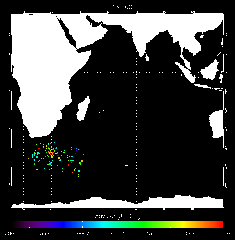 Swell propagating across the Indian Ocean