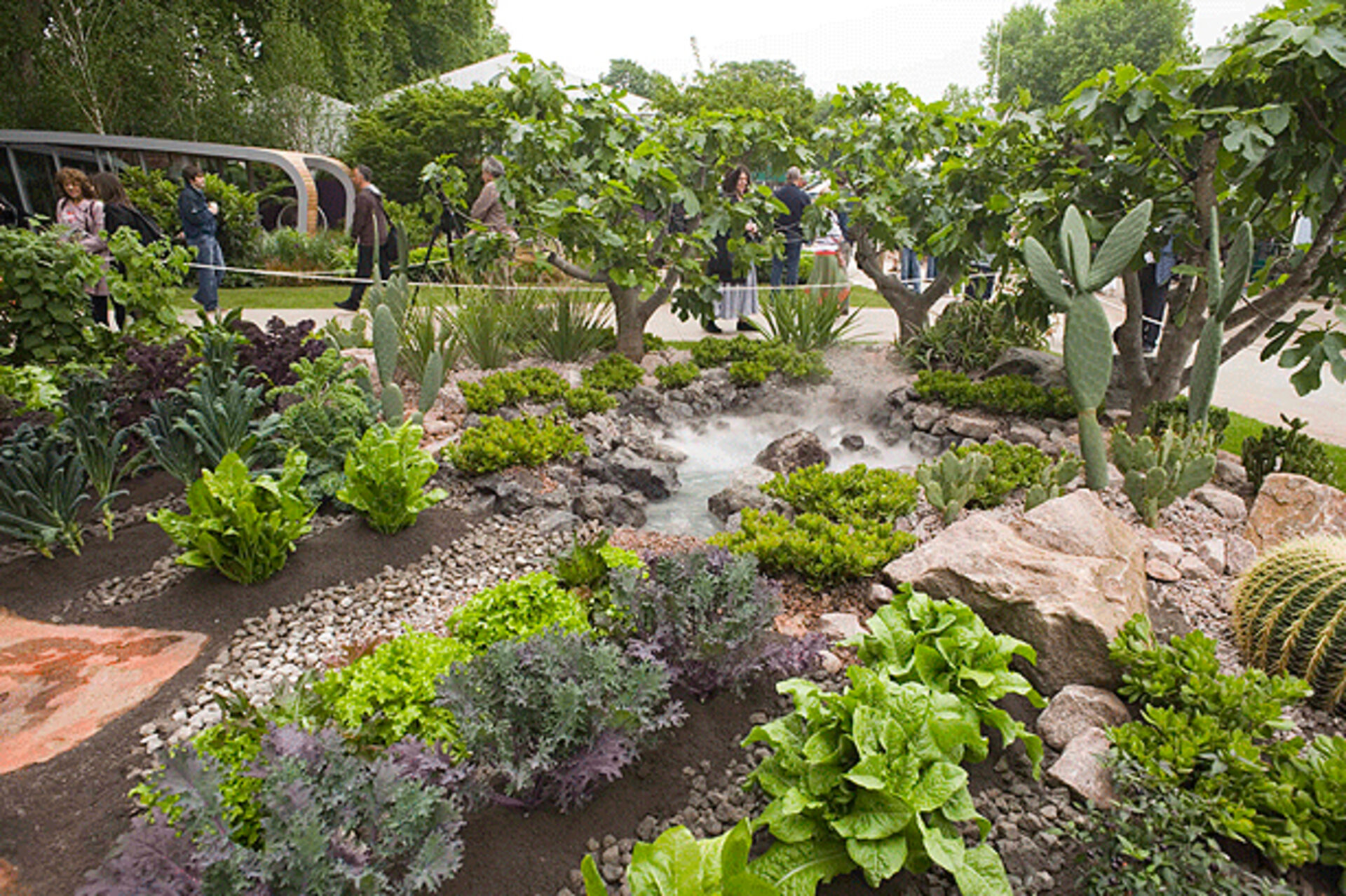 The garden is sub-divided into two interlocking spaces