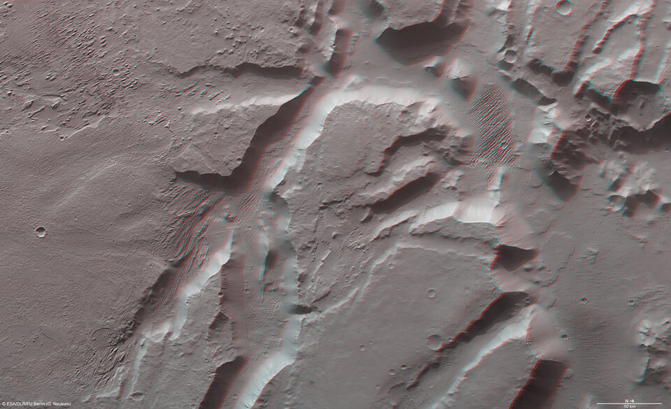 Aeolis Mensae North, anaglyph image