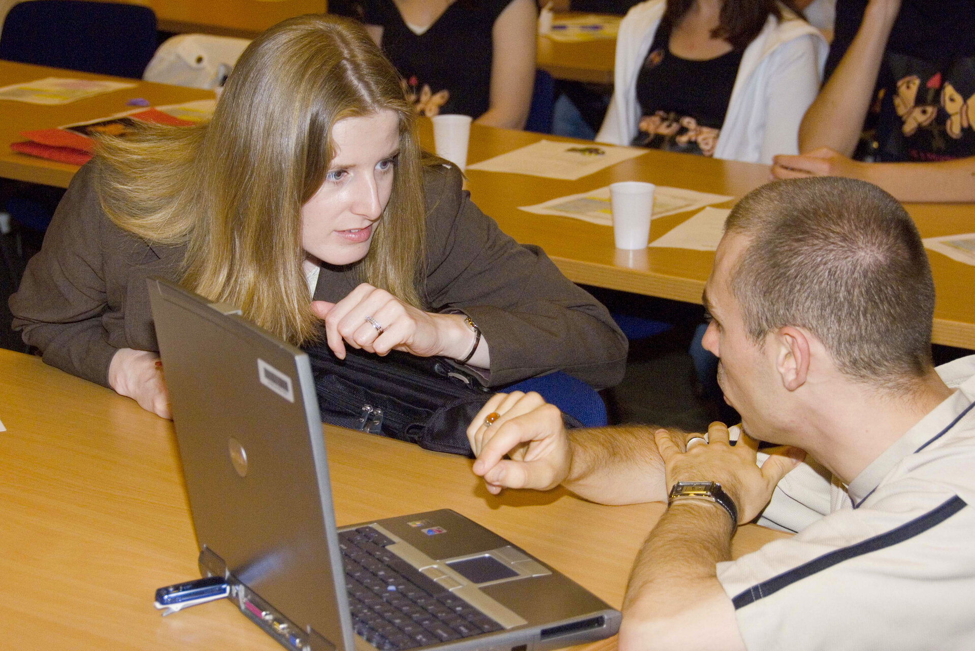 ESA representative Helen Page confers at the workshop