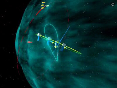 Alignment of satellites on 25 November 2001