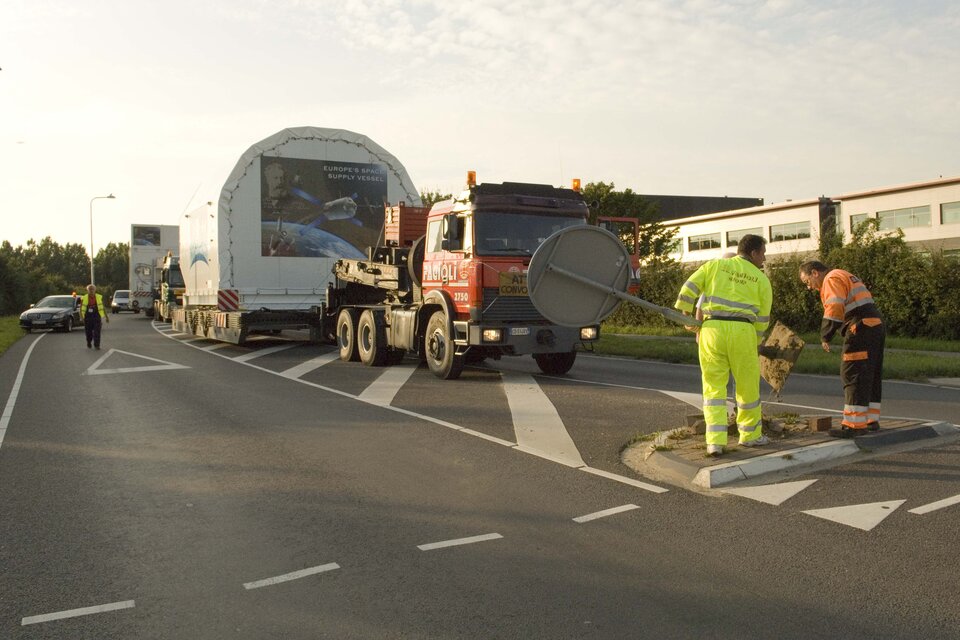 ATV negotiating streets around ESTEC