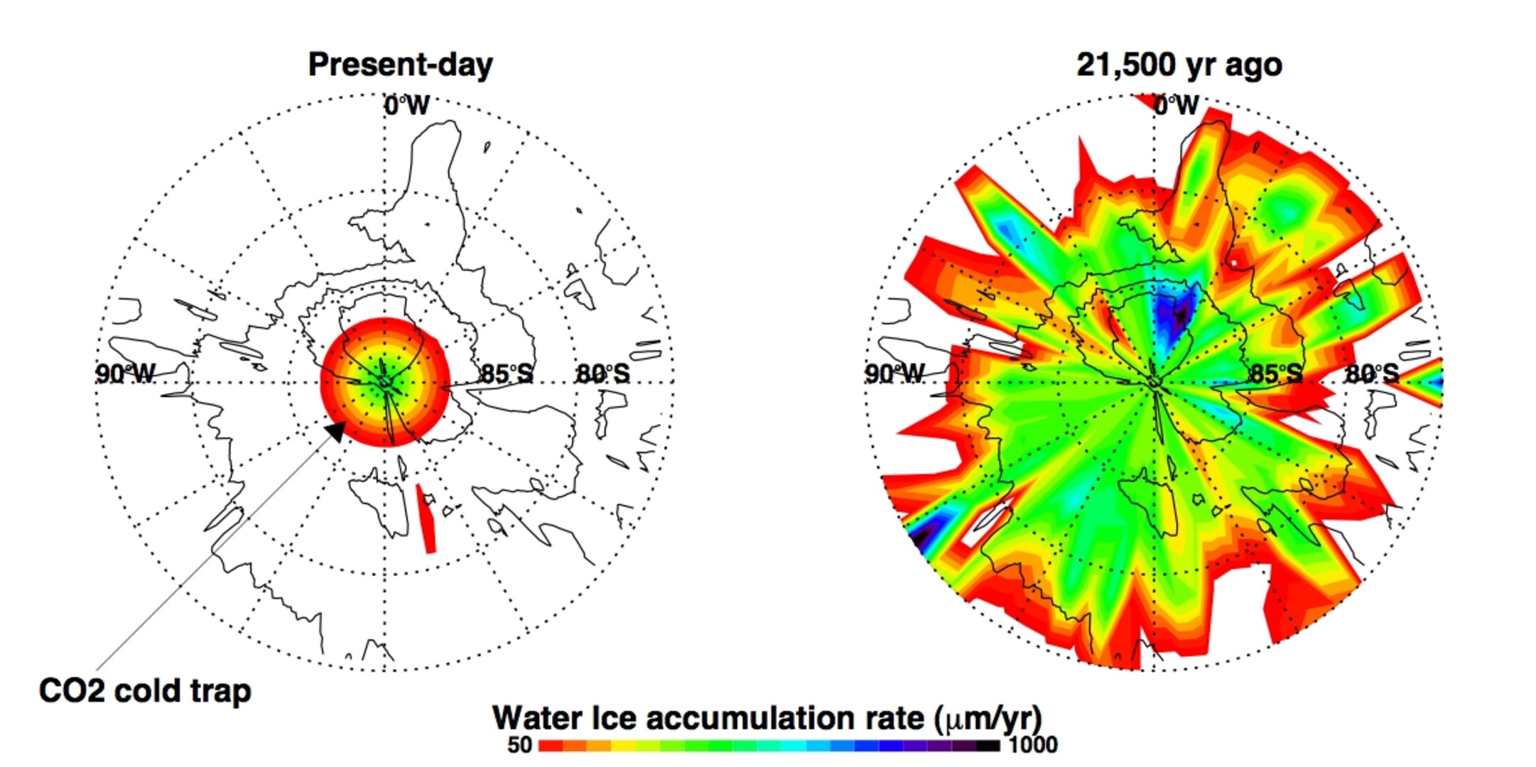 Water-ice accumulation rate at Martian South Pole
