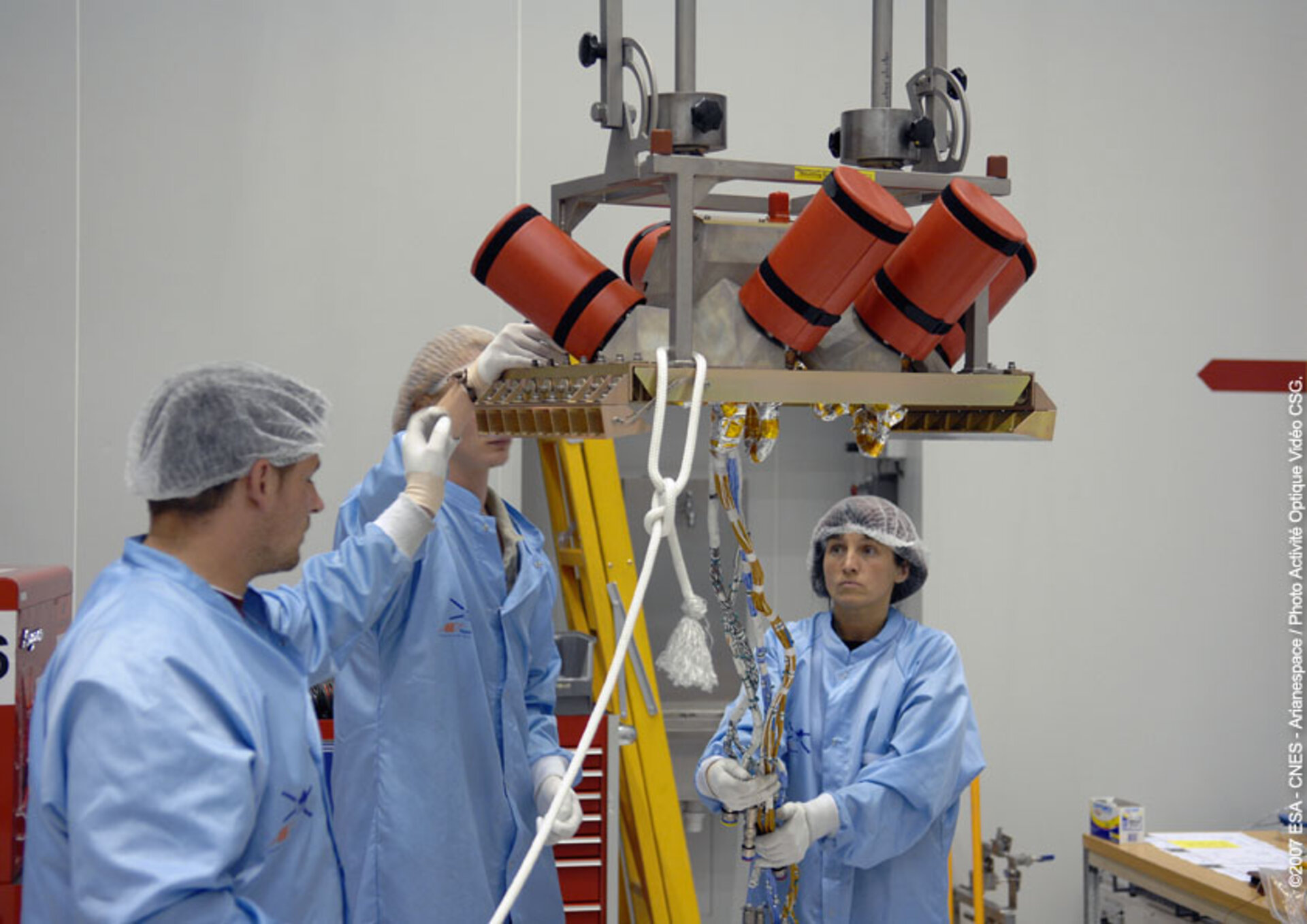 A technician works on some of the ATV's 28 mini-jets