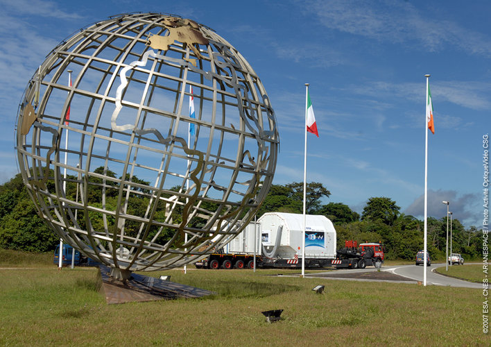 ATV arrives at Europe's Spaceport in Kourou, French Guiana