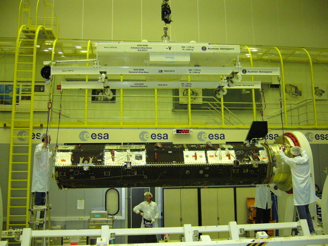 GOCE being installed in the clean room