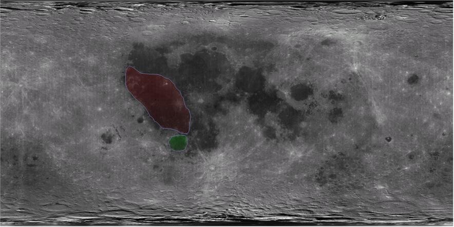 Mare Humorum (green) and Oceanus Procellarum (red)