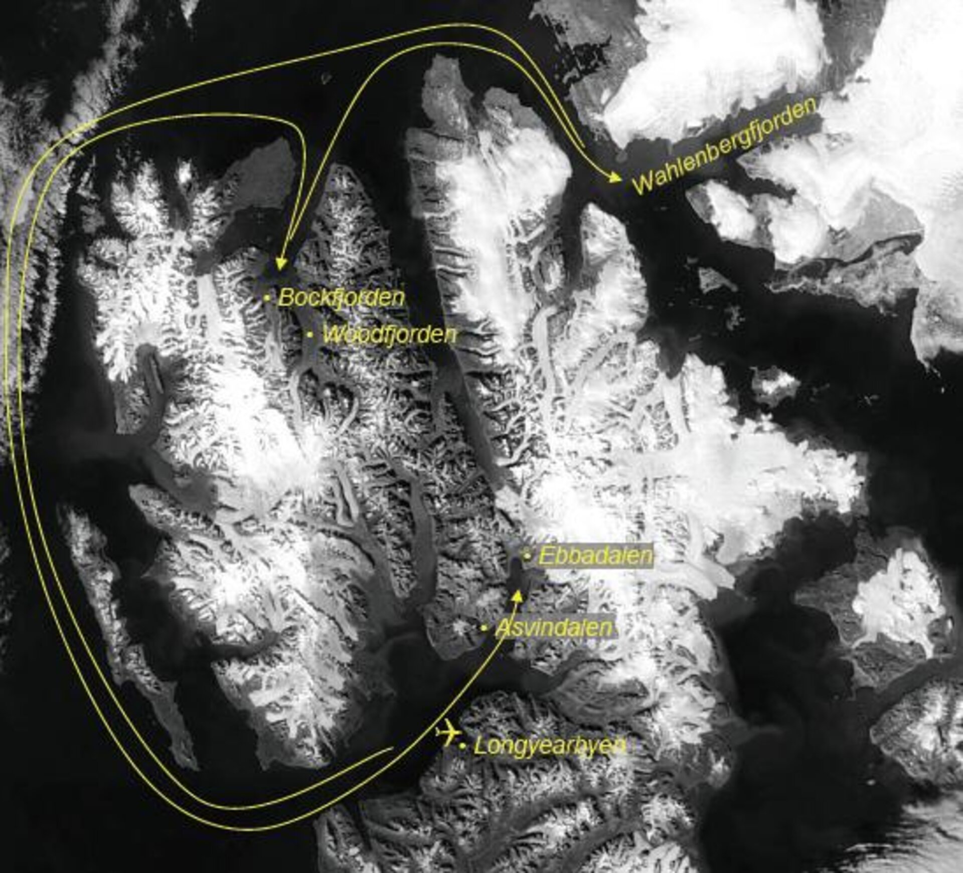 The planned route for the expedition ship around the Svalbard islands