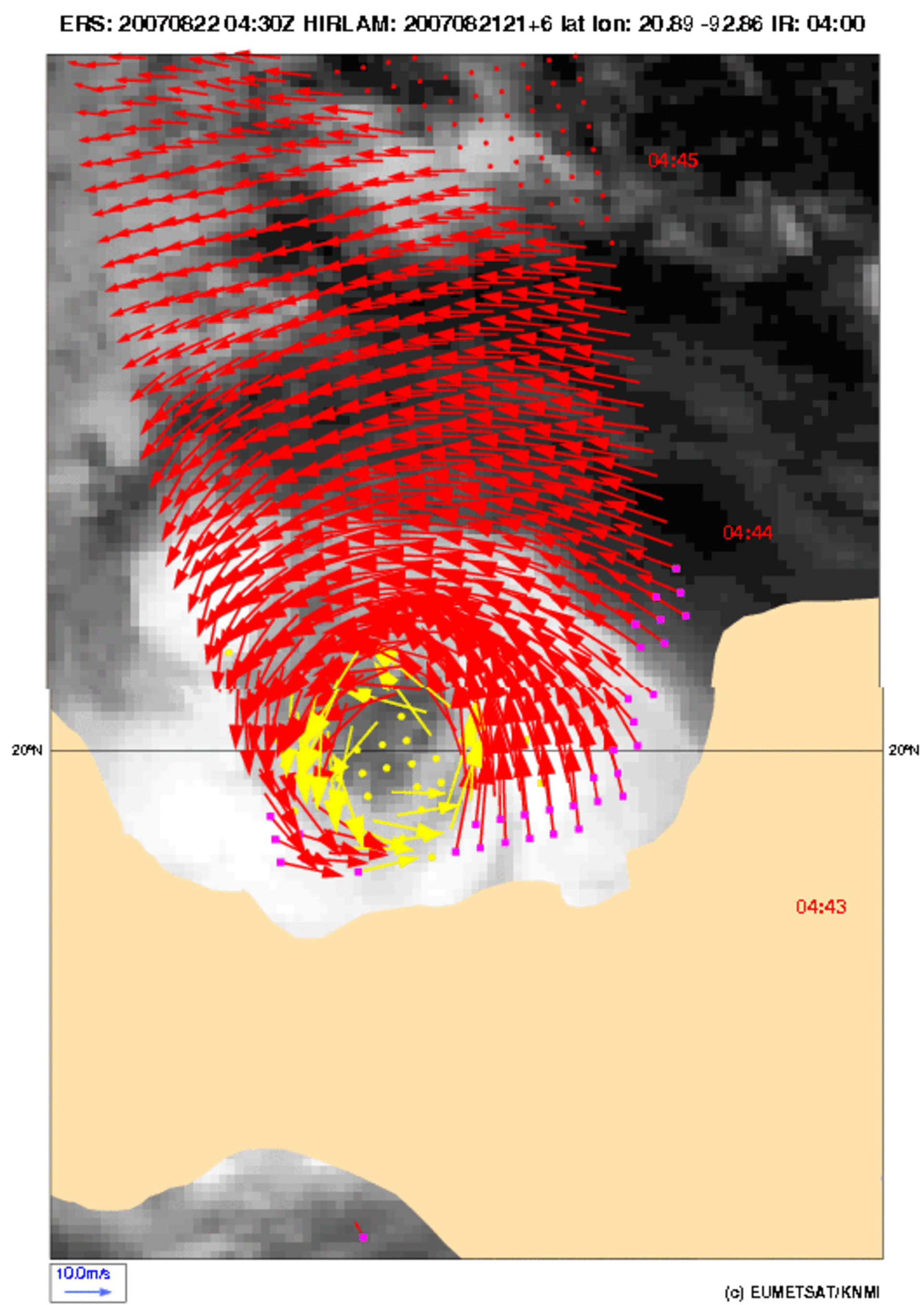 Winds around eye of Hurricane Dean