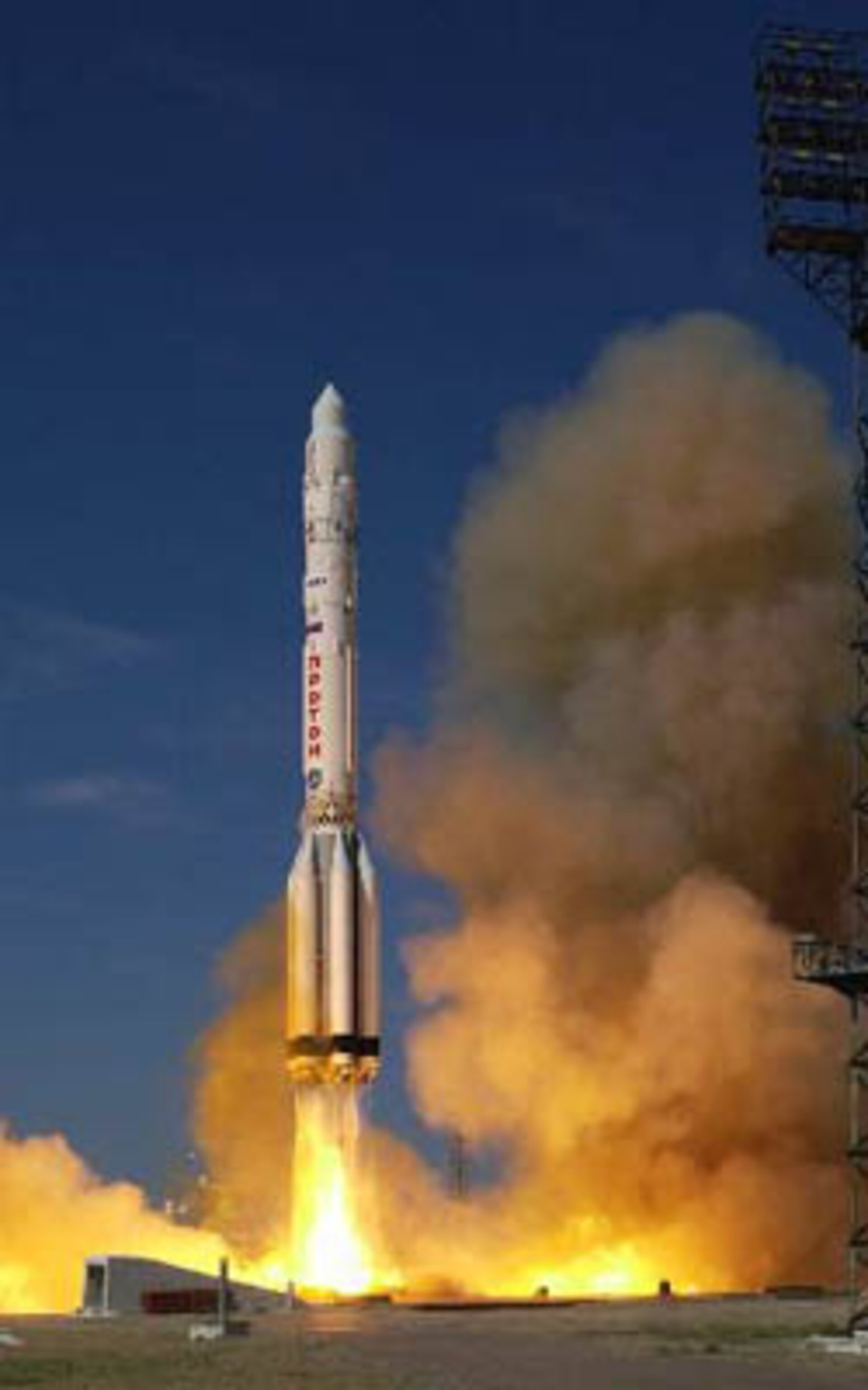 A Proton rocket launching from Baikonur