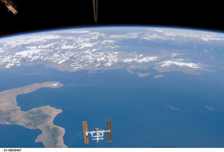 International Space Station (ISS) view from STS-118